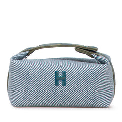 エルメス ブリッドアブラックPM ハンドバッグ ブルー グリーン キャンバス レディース HERMES 【中古】