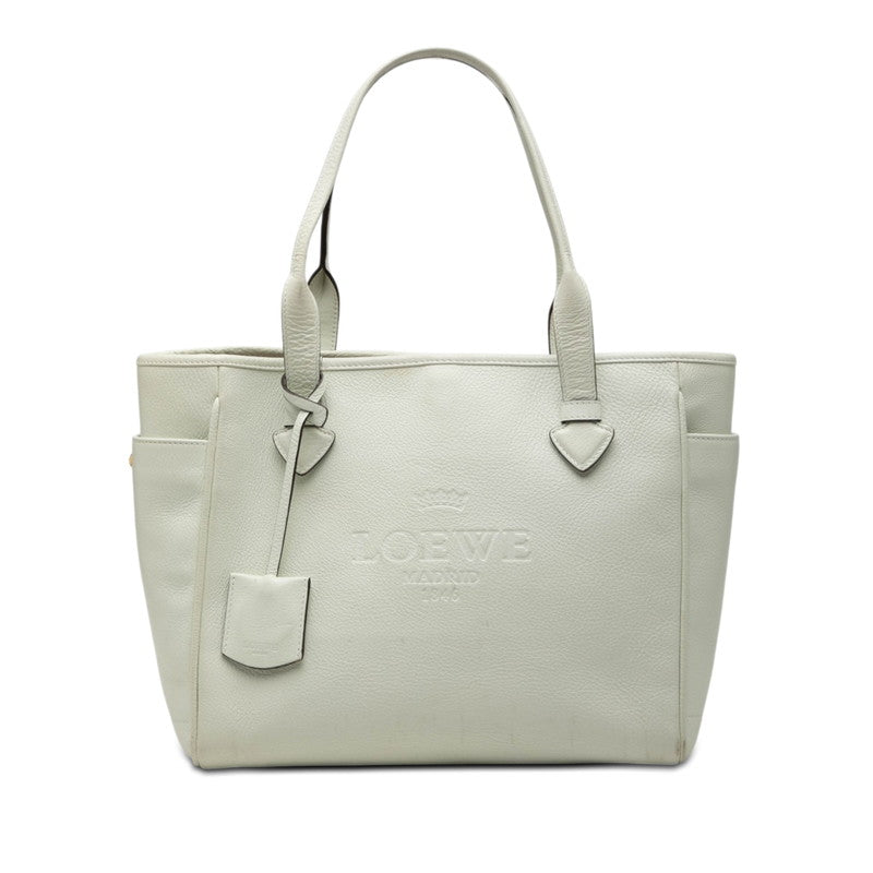ロエベ ヘリテージ トートバッグ ショルダーバッグ ホワイト レザー レディース LOEWE 【中古】