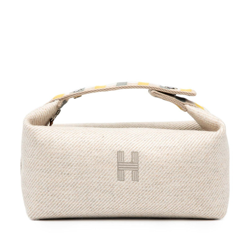 エルメス ブリッド ア ブラック オ カレ PM ハンドバッグ ポーチ セーグル ベージュ シルバー金具 コットン レディース HERMES 【中古】