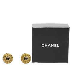 シャネル ココマーク ヴィンテージ ラウンド イヤリング 95P刻印 ゴールド ブラック メッキ レディース CHANEL 中古