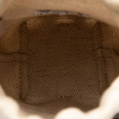 ロエベ アナグラム カットアウトポケット ショルダーバッグ ブラウン ベージュ レザー キャンバス レディース LOEWE 【中古】