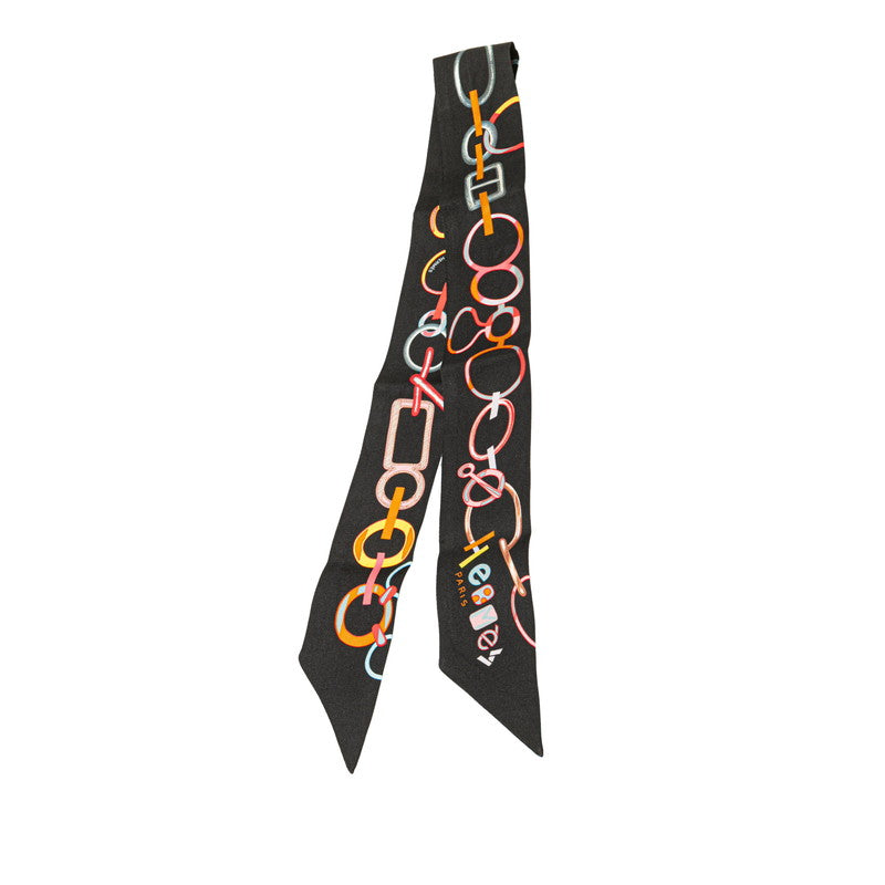 エルメス ツイリー Do Re Boucles ド レ ブックル スカーフ ブラック マルチカラー シルク レディース HERMES 【中古】