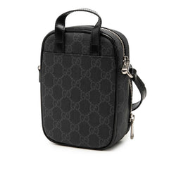 グッチ GGスプリーム インターロッキングG 斜め掛け ショルダーバッグ 672952 ブラック グレー PVC レザー レディース GUCCI 中古