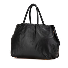プラダ リボン ハンドバッグ トートバッグ ブラック レザー レディース PRADA 【中古】