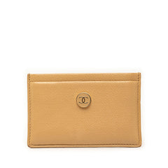 シャネル ココマーク ココボタン カードケース パスケース ベージュ レザー レディース CHANEL 【中古】