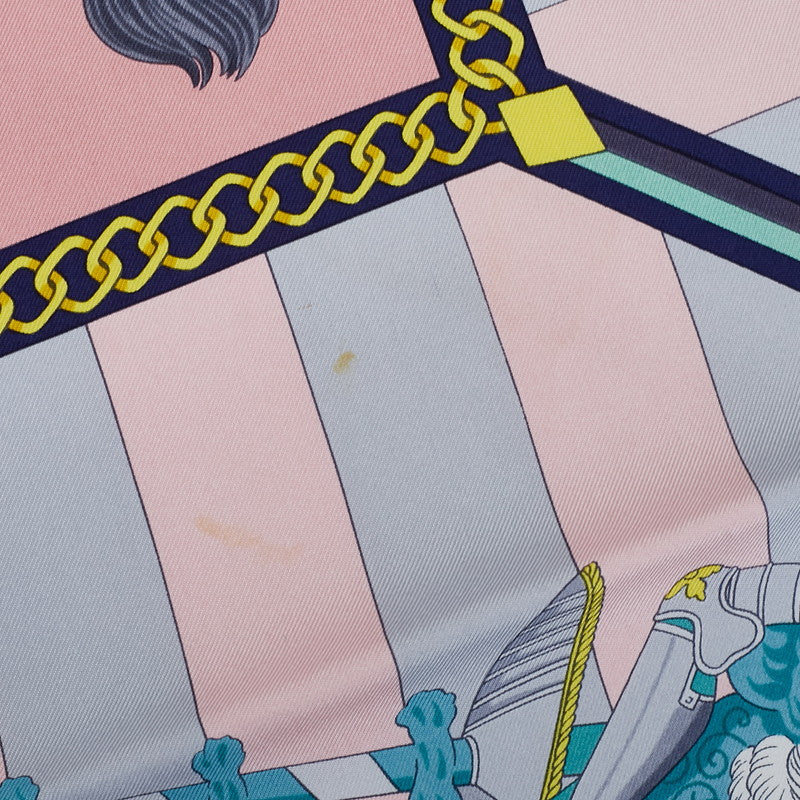 エルメス カレ90 CHOCS EN PLUMES 羽飾りの激突 スカーフ ピンク マルチカラー シルク レディース HERMES 【中古】