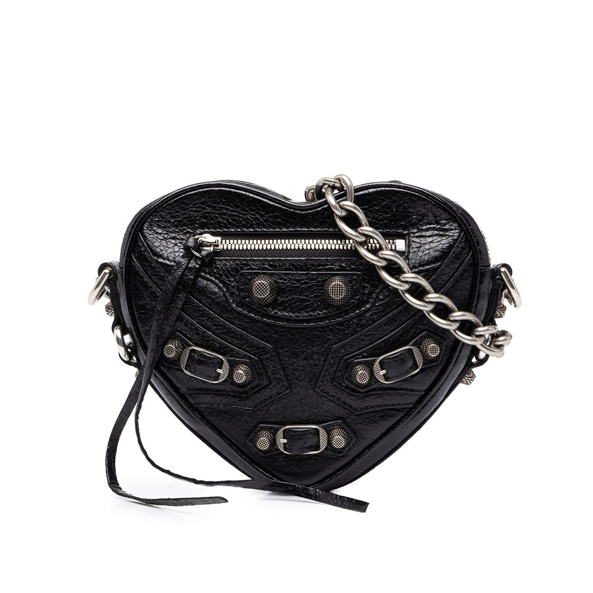 バレンシアガ ル カゴール ハート ミニ チェーン ショルダーバッグ 722781 ブラック レザー メタル レディース BALENCIAGA 中古