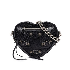 バレンシアガ ル カゴール ハート ミニ チェーン ショルダーバッグ 722781 ブラック レザー メタル レディース BALENCIAGA 中古
