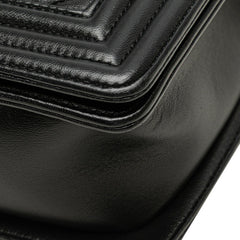 シャネル ボーイシャネル28 Vステッチ ココマーク チェーン ショルダーバッグ ブラック ラムスキン レディース CHANEL 【中古】