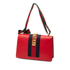 グッチ シェリーライン シルヴィ ショルダーバッグ ハンドバッグ 421882 レッド レザー レディース GUCCI 【中古】