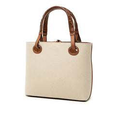 ロエベ アナグラム ハンドバッグ ショルダーバッグ 2WAY ベージュ ブラウン キャンバス レザー レディース LOEWE 中古