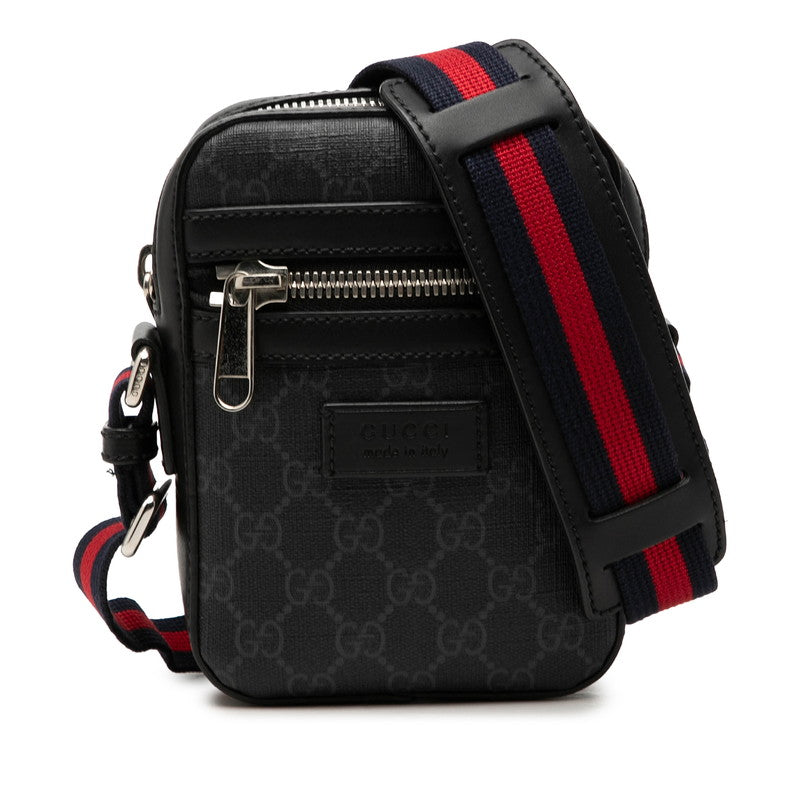 グッチ GGスプリーム シェリーライン 斜め掛け ショルダーバッグ 598103 ブラック PVC レザー レディース GUCCI 【中古】