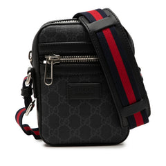 グッチ GGスプリーム シェリーライン 斜め掛け ショルダーバッグ 598103 ブラック PVC レザー レディース GUCCI 【中古】