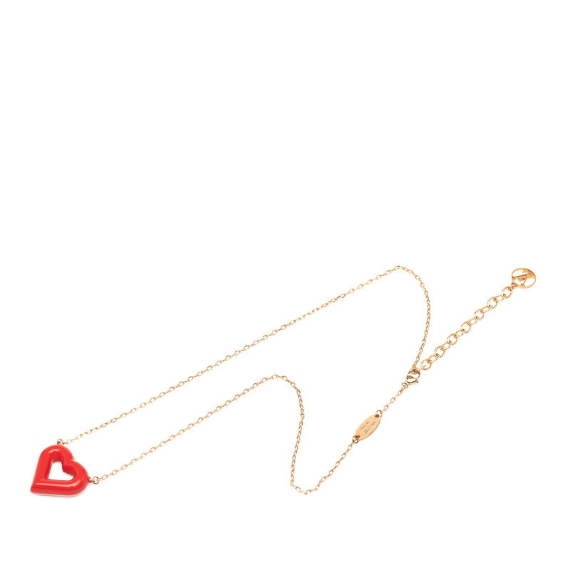 ルイ ヴィトン LV&V ハート ペンダント ネックレス M61137 ゴールド レッド メッキ レディース LOUIS VUITTON 【中古】