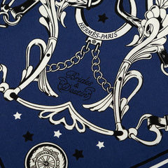 エルメス カレ55 ブリッド エ デスタン バンダナ スカーフ ネイビー シルク レディース HERMES 中古