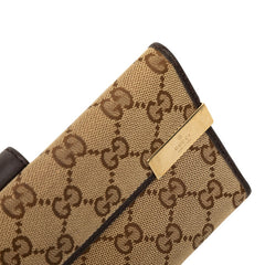 グッチ GGキャンバス 長財布 257012 ベージュ ブラウン キャンバス レザー レディース GUCCI 【中古】