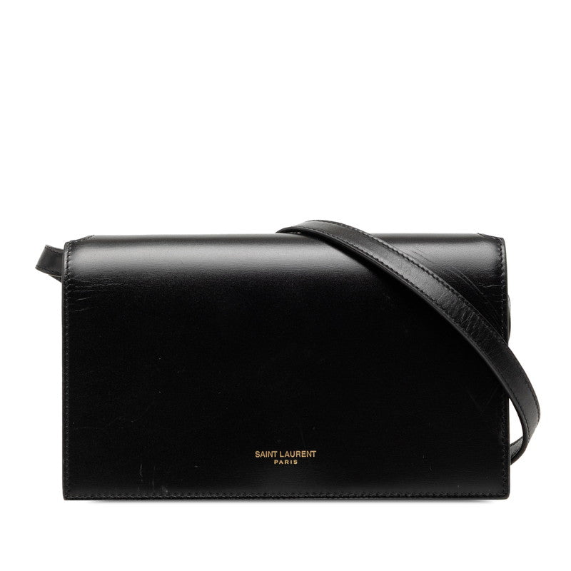 サンローラン 斜め掛け ショルダーバッグ ブラック レザー レディース SAINT LAURENT 【中古】