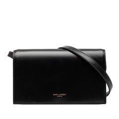 サンローラン 斜め掛け ショルダーバッグ ブラック レザー レディース SAINT LAURENT 【中古】