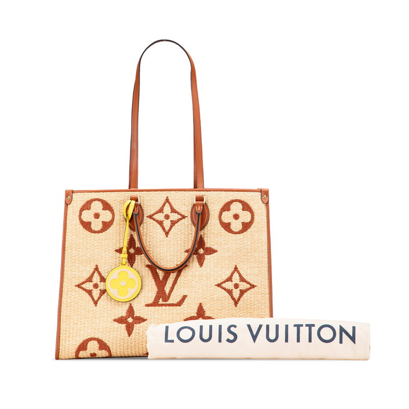 ルイ ヴィトン オンザゴーGM ハンドバッグ トートバッグ M57644 ベージュ ブラウン ラフィア レザー レディース LOUIS VUITTON 【中古】