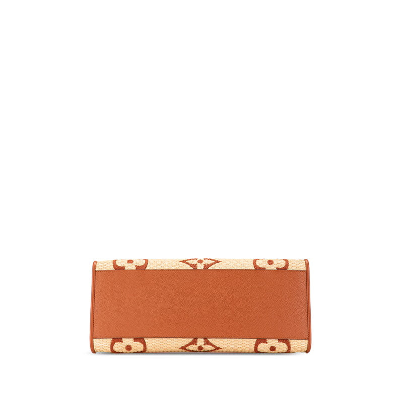 ルイ ヴィトン オンザゴーGM ハンドバッグ トートバッグ M57644 ベージュ ブラウン ラフィア レザー レディース LOUIS VUITTON 【中古】