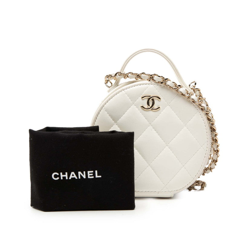 シャネル マトラッセ ココマーク ハンドバッグ チェーン ショルダーバッグ ホワイト レザー レディース CHANEL 【中古】