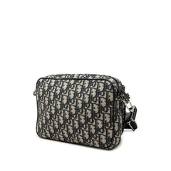 ディオール トロッター サドル 斜め掛け ショルダーバッグ ネイビー系 ブラック キャンバス レザー レディース Dior 中古