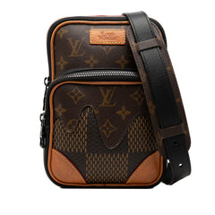 ルイ ヴィトン ×NIGO ダミエジャイアント アマゾンスリングバッグ 斜め掛け ショルダーバッグ N40379 ブラウン ブラック PVC レザー レディース LOUIS VUITTON 【中古】