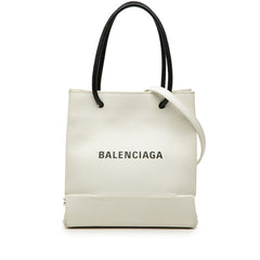 バレンシアガ ショッピング トートXXS ハンドバッグ ショルダーバッグ 2WAY 572411 ホワイト ブラック レザー レディース BALENCIAGA 【中古】
