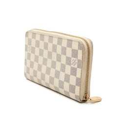 ルイ ヴィトン ダミエ アズール ジッピー オーガナイザー 長財布 N60012 ホワイト PVC レザー レディース LOUIS VUITTON 【中古】