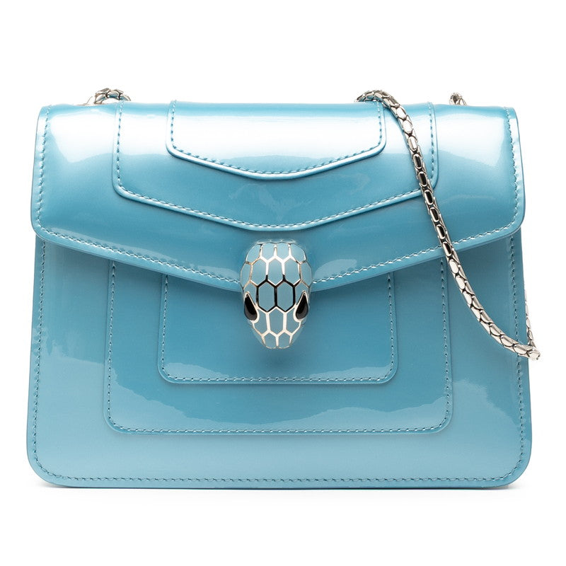 ブルガリ セルペンティ フォーエバー チェーン ショルダーバッグ ブルー レザー レディース BVLGARI 【中古】