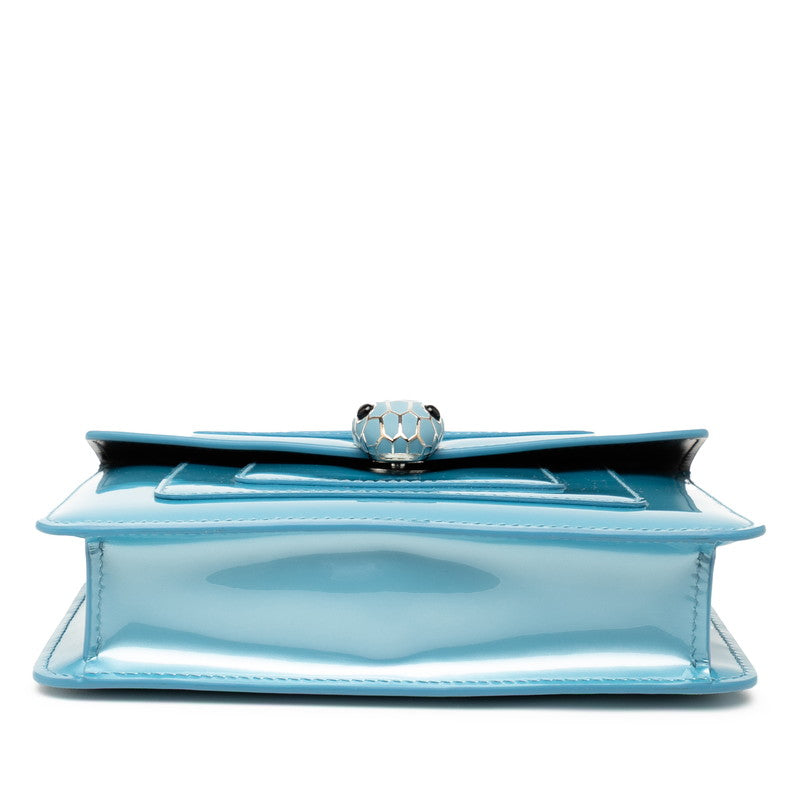 ブルガリ セルペンティ フォーエバー チェーン ショルダーバッグ ブルー レザー レディース BVLGARI 【中古】
