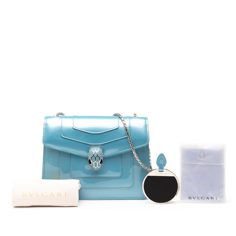 ブルガリ セルペンティ フォーエバー チェーン ショルダーバッグ ブルー レザー レディース BVLGARI 【中古】