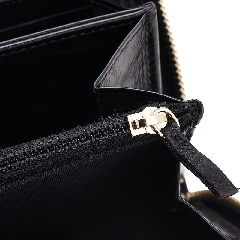 シャネル 2.55 マトラッセ ラウンドファスナー 長財布 ブラック レザー レディース CHANEL 【中古】