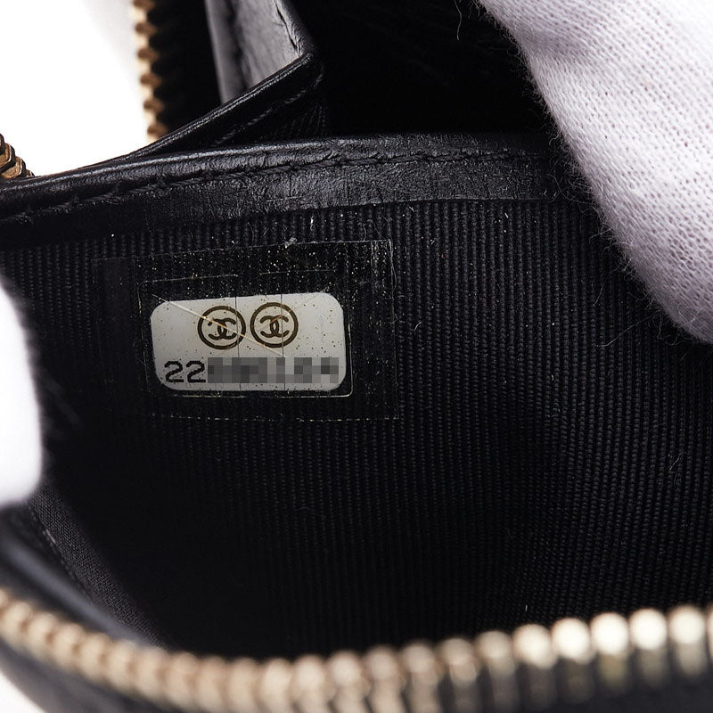 シャネル 2.55 マトラッセ ラウンドファスナー 長財布 ブラック レザー レディース CHANEL 【中古】