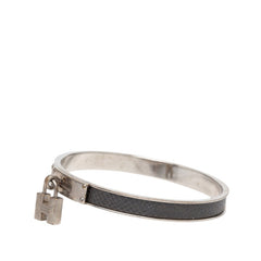 エルメス ケリー バングル シルバー グレー メタル レザー レディース HERMES 【中古】