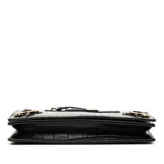 バレンシアガ ショルダーバッグ チェーンウォレット 444168 ブラック レザー クロコ型押し レディース BALENCIAGA 【中古】