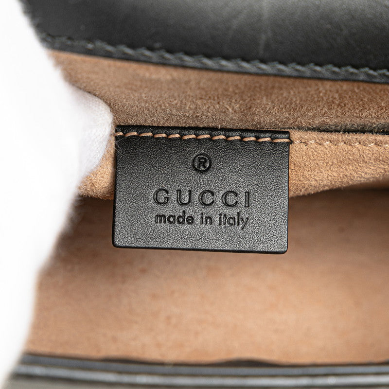 グッチ シルヴィ ミニ チェーン ショルダーバッグ 431666 ブラック レザー レディース GUCCI 【中古】