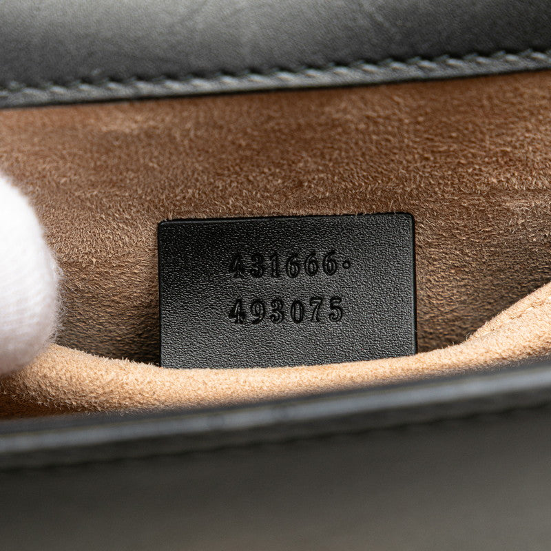 グッチ シルヴィ ミニ チェーン ショルダーバッグ 431666 ブラック レザー レディース GUCCI 【中古】