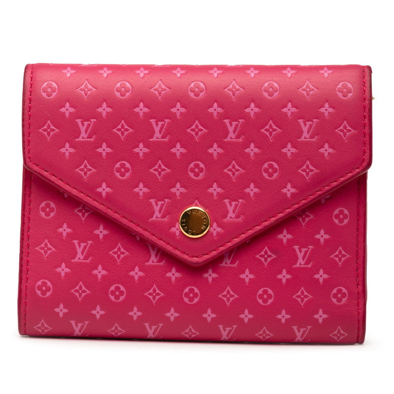 ルイ ヴィトン ナノグラム ポルトフォイユ ヴィクトリーヌ 二つ折り財布 M82234 ローズ カーフレザー レディース LOUIS VUITTON 【中古】