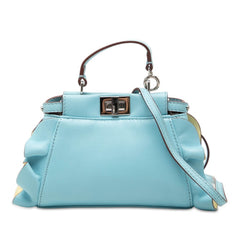 フェンディ マイクロ ピーカブー ハンドバッグ ショルダーバッグ 2WAY 8M0355 ブルー レザー レディース FENDI 【中古】