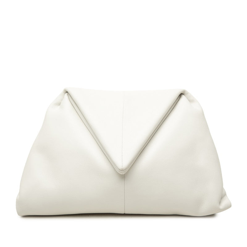 ボッテガヴェネタ トライアングル クラッチバッグ セカンドバッグ ホワイト レザー レディース BOTTEGAVENETA 中古