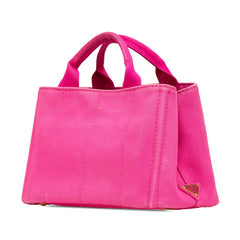 プラダ 三角ロゴプレート ミニ カナパ ハンドバッグ ショルダーバッグ 2WAY B2439G ピンク キャンバス レディース PRADA 【中古】