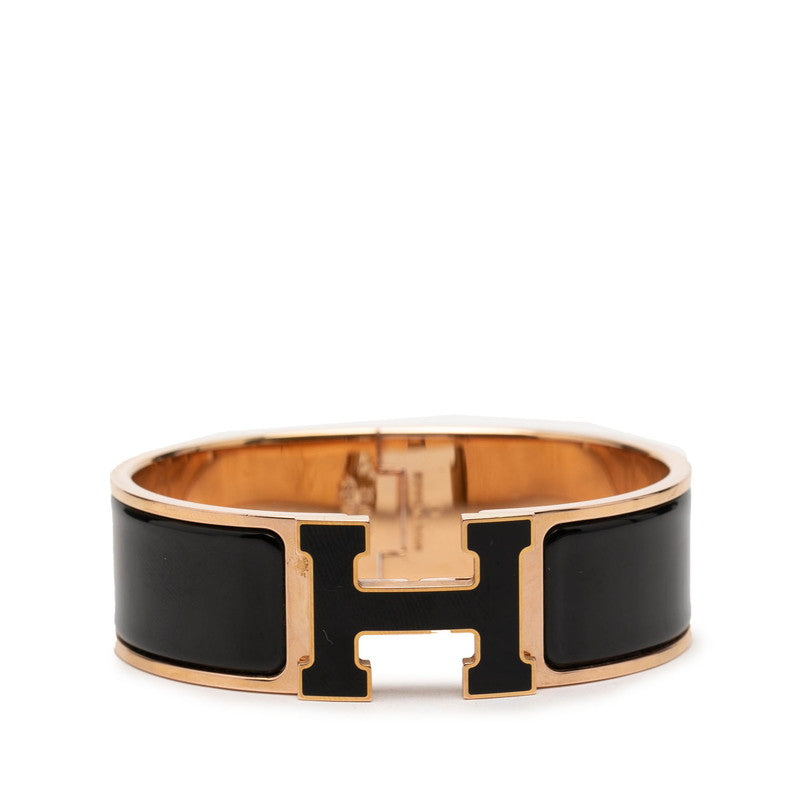 エルメス クリッククラックH PM ブレスレット バングル ゴールド ブラック メッキ エナメル レディース HERMES 【中古】