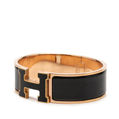 エルメス クリッククラックH PM ブレスレット バングル ゴールド ブラック メッキ エナメル レディース HERMES 【中古】