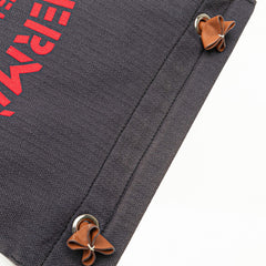 エルメス サックアリーヌMM ショルダーバッグ ネイビー ブラウン レッド コットン レザー レディース HERMES 【中古】