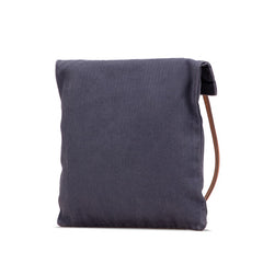 エルメス サックアリーヌMM ショルダーバッグ ネイビー ブラウン レッド コットン レザー レディース HERMES 【中古】