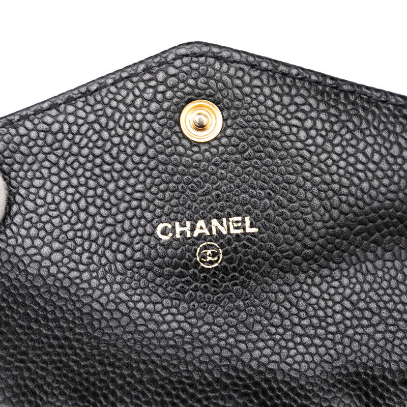シャネル ココマーク ポーチ 財布 ブラック キャビアスキン レディース CHANEL 【中古】