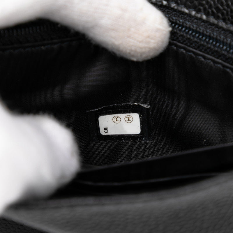 シャネル ココマーク ポーチ 財布 ブラック キャビアスキン レディース CHANEL 【中古】