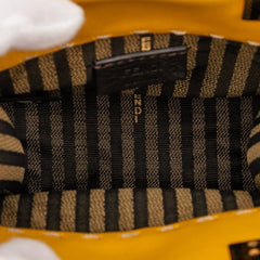 フェンディ サンシャイン ショッパー ミニ トートバッグ ショルダーバッグ 2WAY 8BS051 イエロー ブラウン レザー レディース FENDI 【中古】