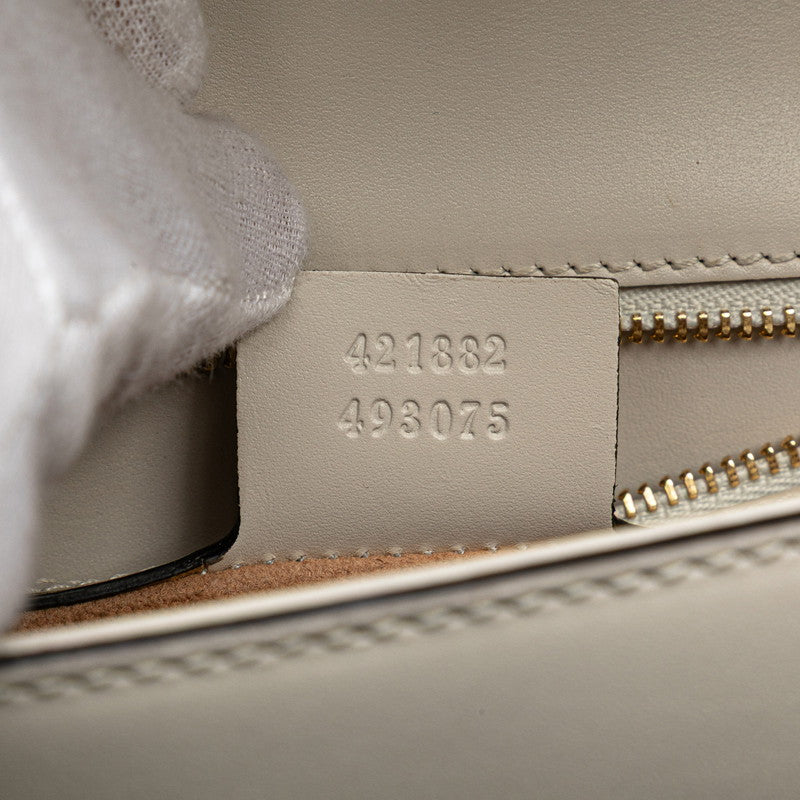 グッチ シルヴィ エンブロイダリー ハンドバッグ ショルダーバッグ 2WAY 421882 ホワイト レザー レディース GUCCI 【中古】